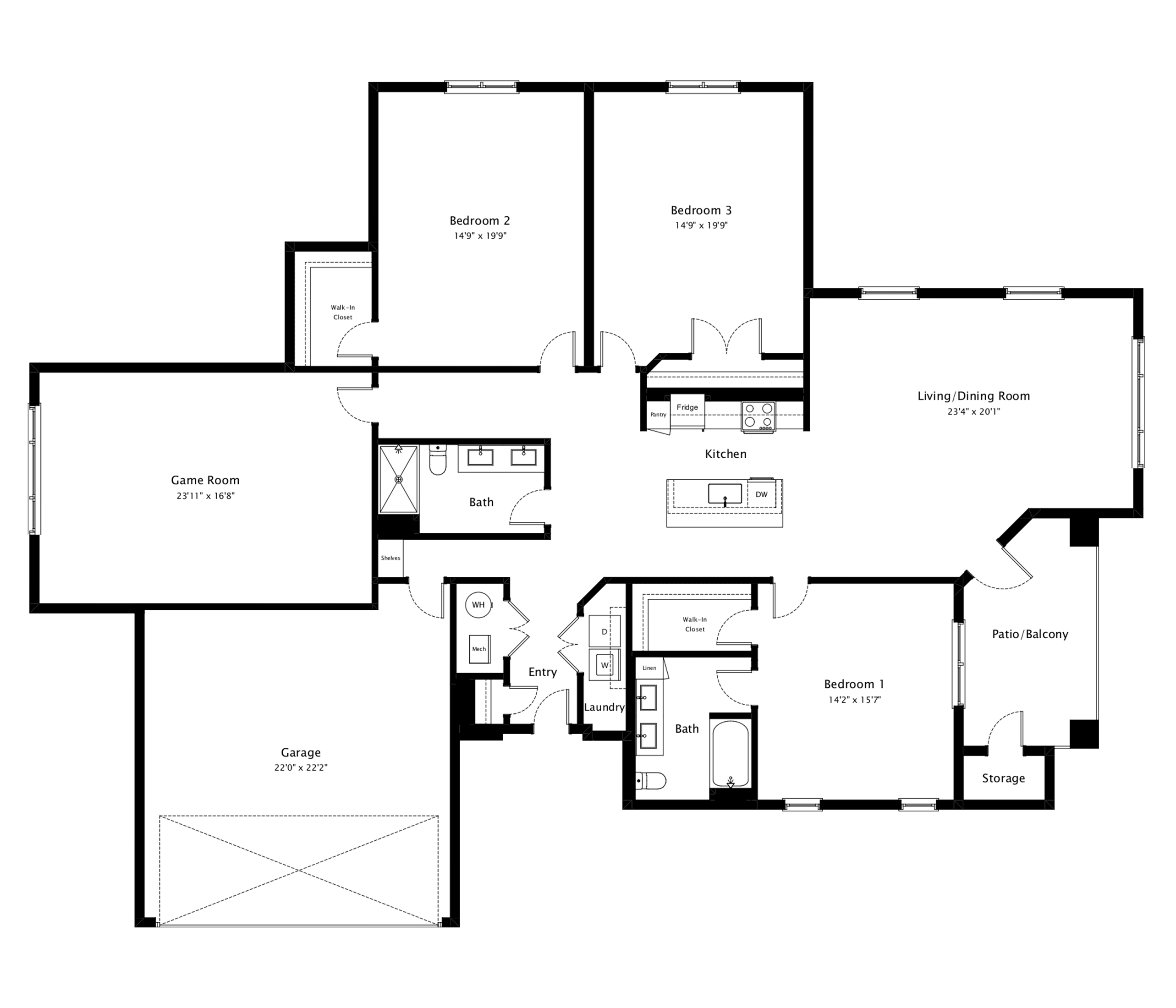 Example of a clean classic 2D floor plan